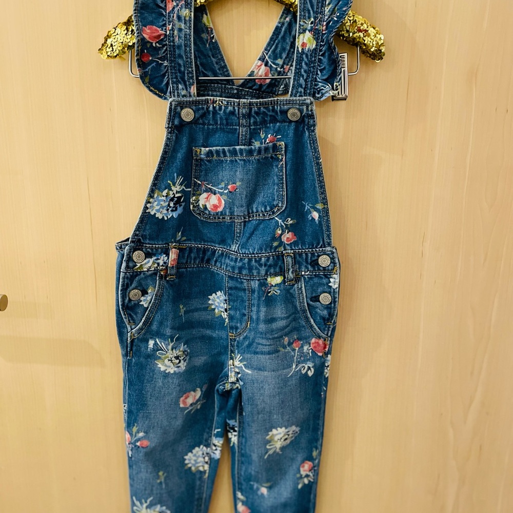 Gap denim flower overalls size 3T